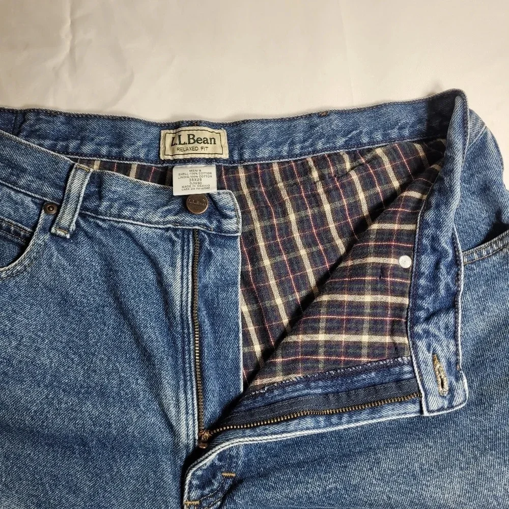 Vintage Men’s L.L. Bean Relaxed Fit Flannel Lined Jeans sz 38 x 29 style 0JW80
